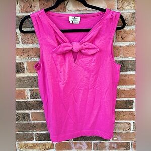 Kate Spade Sleeveless Top With Bow Front Cotton Elastine Blend Woman’s  Size Lg